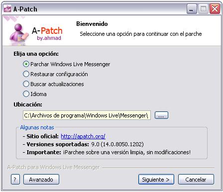 A-Pacht para Windows Live Messenger