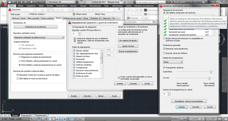 autocad 2013 aceleracion hardware