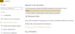 cnfiguracion contraseña windows 10
