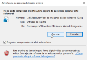 ejecutar fichero reg
