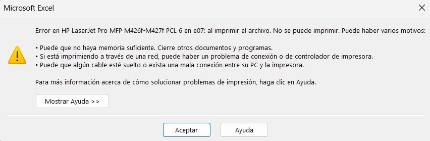 error impresora
